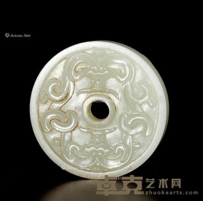  清 白玉螭龙纹璧 直径5.5cm