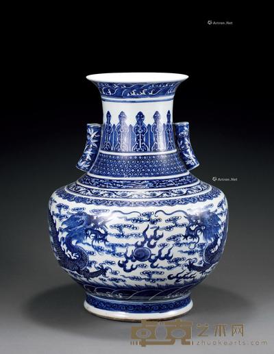  清中期 青花海水云龙纹盖碗尊 高52cm