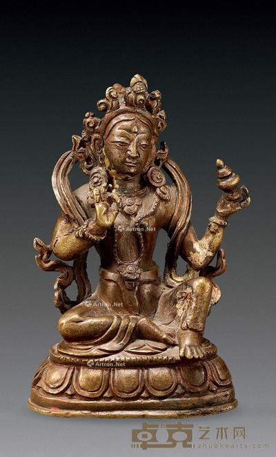  十九世纪 铜红度母 高10.5cm