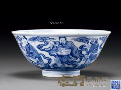  清乾隆 青花八仙人物碗 直径11cm