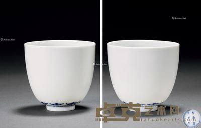  清康熙 白釉青花杯 （二件） 直径5.5cm