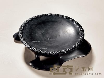  明 圆形莲纹茎叶歙砚 直径19.6cm；高4.9cm