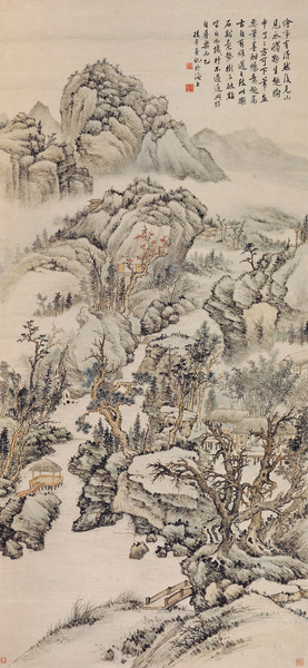  溪山无尽 立轴 设色纸本