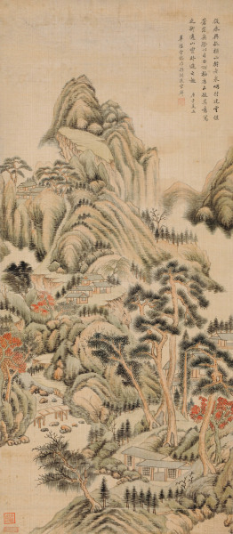  1900年作 秋山红树图 立轴 设色绢本