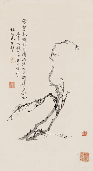  墨梅图 立轴 水墨纸本