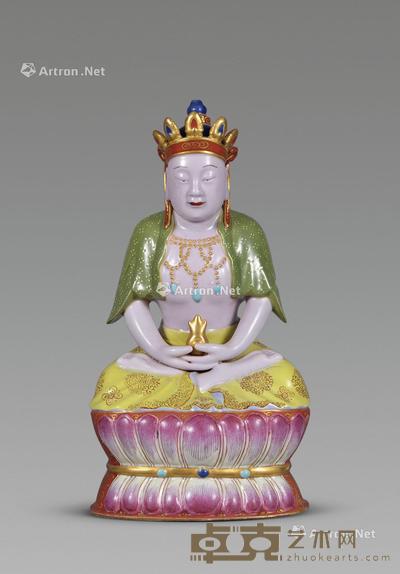  清 粉彩地藏王菩萨 高28cm