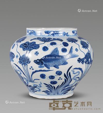  元 青花鱼藻纹罐 直径32cm