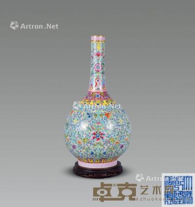  清 粉彩花卉纹胆瓶 高35cm