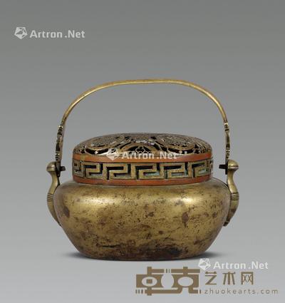  清 白铜川炉 长14cm