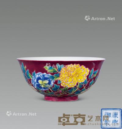  清 粉彩花卉纹碗 直径14.5cm