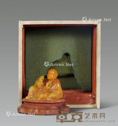  清 “玉璇”款田黄罗汉摆件 高6cm