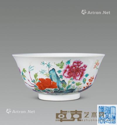  清 粉彩花卉纹碗 直径18.5cm