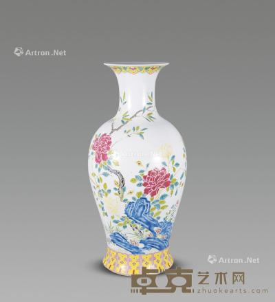  清 粉彩花卉纹瓶 高62cm