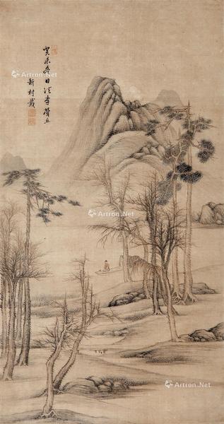  法李营丘笔意 立轴 设色绢本
