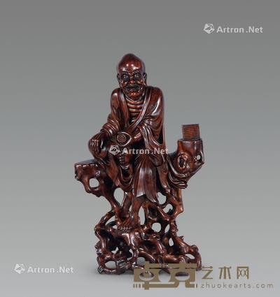  清 黄花梨书卷罗汉 高45cm