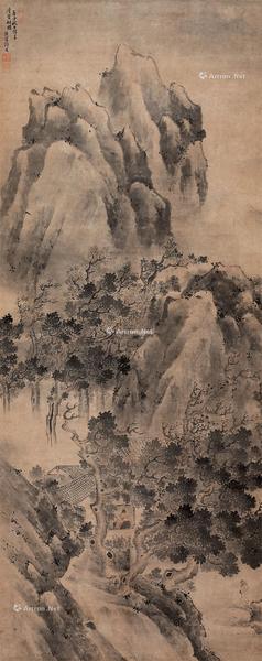  寒山访友图 立轴 设色纸本