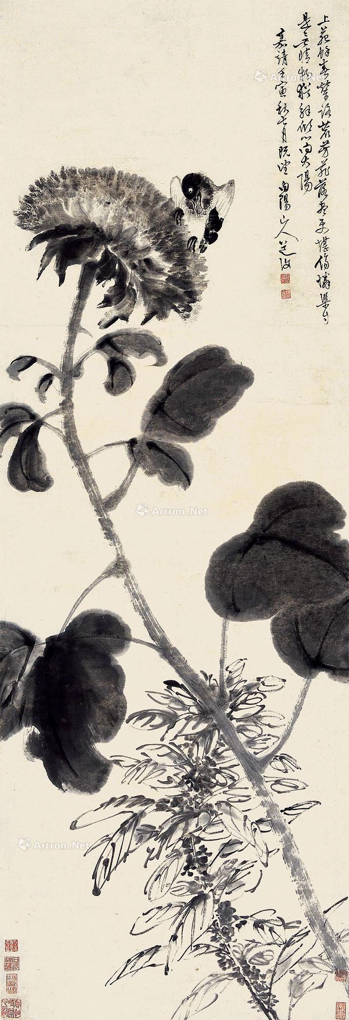 1542年作 葵花图 立轴 水墨绢本