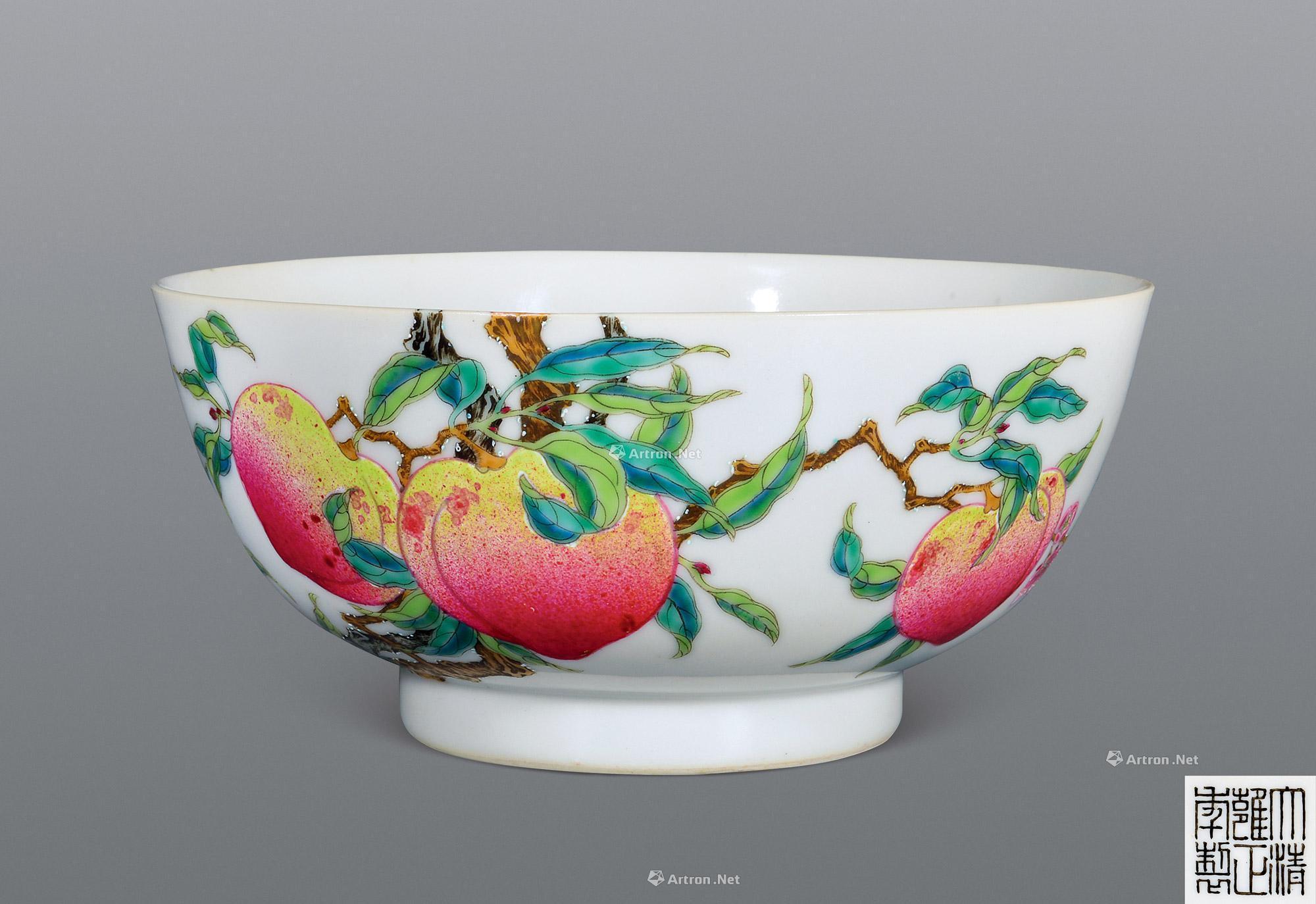 清雍正洋彩福寿碗