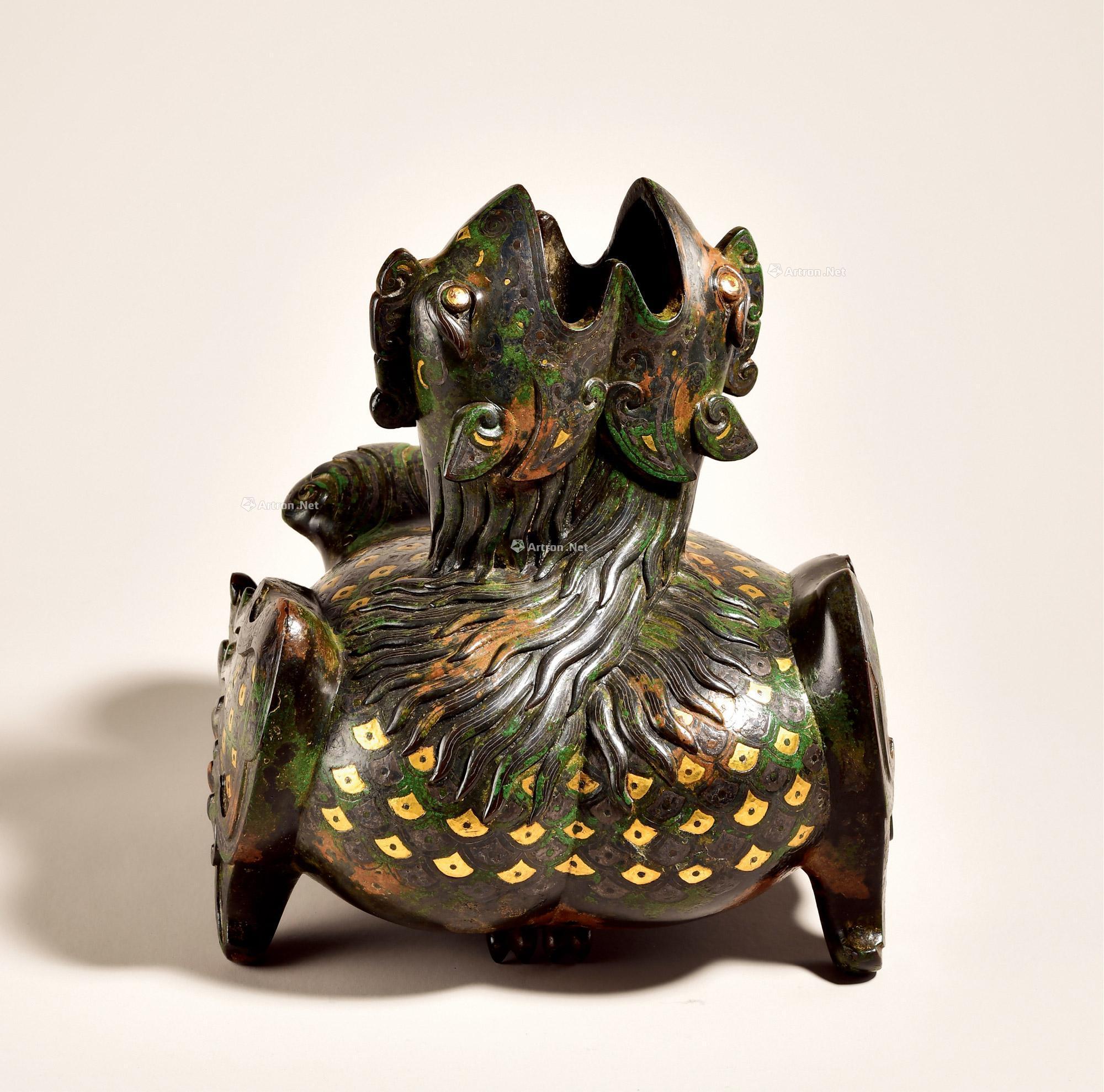 清乾隆 御制铜错金银鸳鸯投壶